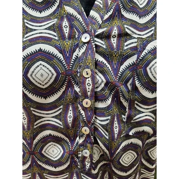 H&M Women's Multicolor 100% Polyester V-Neck Sleeveless Casual Pullover Shirt 10 - Picture 5 of 11